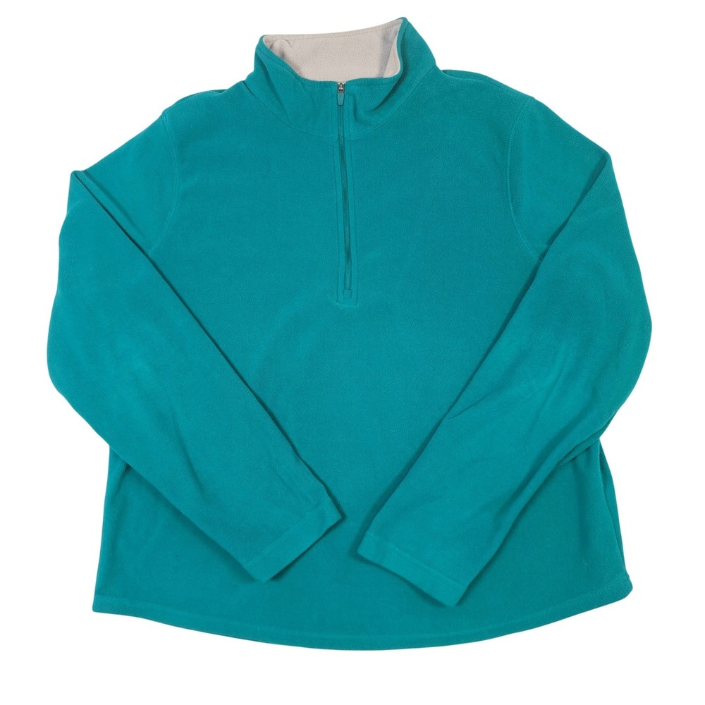 Danskin Now Teal Green Quarter Zip Fleece Pullover Mock Neck Sweater Womens XL
